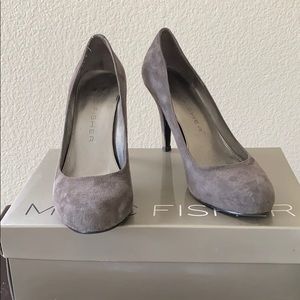 Grey suede heels